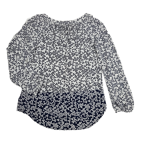 Boden Maya Top Contrast Print  VNeck White Navy - Picture 5 of 12